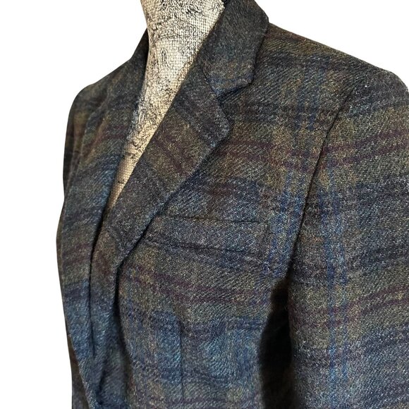VTG LAUREN RALPH LAUREN Tartan Plaid Wool Blazer Jacket 8 Fall Preppy Academia - Picture 3 of 8